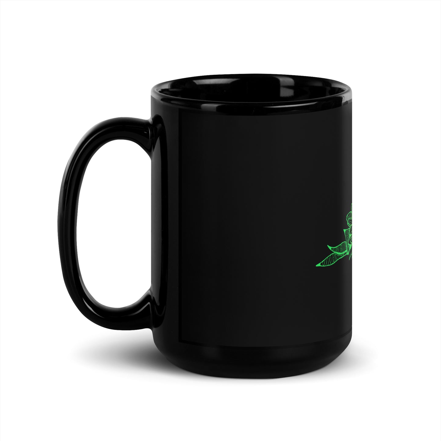 Succulent Black Glossy Mug